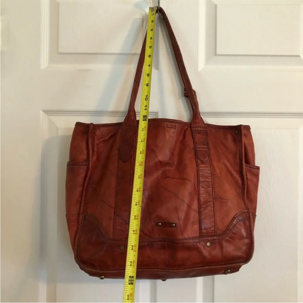 Frye leather campus shopper tote purse over night bag laptop case shoulder strap